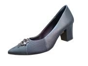 Scarpin Usaflex couro Salto Bloco com tecido elastano para joanete