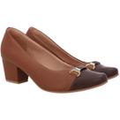 Scarpin Usaflex Feminino Salto Bloco Baixo Fivela UD05004 Cor:CanelaTamanho:35