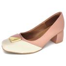 Scarpin Usaflex Salto Baixo Conforto Couro Com Enfeite