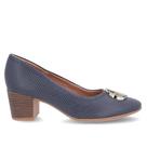 Scarpin usaflex salto bloco couro monograma