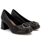 Scarpin usaflex salto bloco couro texturizado