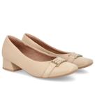 Scarpin Usaflex Salto Bloco Detalhe Fivela AL0803 Cor:VanillaTamanho:36