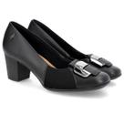 Scarpin Usaflex Salto Bloco Médio Couro Joanete UC1102 Cor:PretoTamanho:35