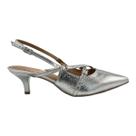 Scarpin Vizzano Metalizado Prata Slingback Salto Baixo Tiras Fivela 1122.885
