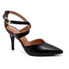 Scarpin Vizzano Preto com Salto Fino de 9cm e Fivela Dourada
