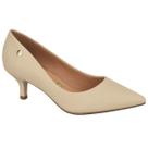 Scarpin Vizzano Salto Baixo 4cm Bico Fino Pelica Bege