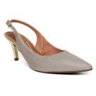 Scarpin Vizzano Slingback Gliter Salto Fino Médio - Dourado Scarpin Vizzano Slingback Gliter Salto Fino Médio - Dourado