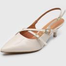 Scarpin Vizzano Slingback Salto Fino Baixo Verniz - Off White