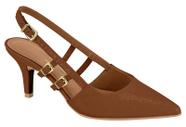 Scarpin Vizzanp Slingback Com Salto Medio E Tiras Laterais Mocca