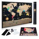 Scratch Off World Map Poster InnovativeMap com mapa e bandeiras dos EUA