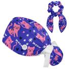 Scrub Caps FQURFHY Women Skeleton Cat, chapéu de amamentação com botões