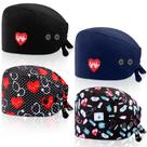 Scrub Hats Unittype 4 peças de bonés de enfermeira para mulheres com botão
