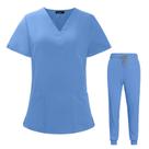 Scrub Set VIAOLI para mulheres, blusa de bolso com decote em V e calça de corrida