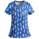 Scrub Tops DCHPEHY de manga curta com decote em V elástico para mulheres