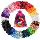Scrunchies ADRIONE, seda acetinada para mulheres e meninas, pacote com 60