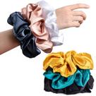Scrunchies CEELGON Big Satin para mulheres, pacote com 6 (preto, dourado, etc.)