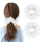 Scrunchies Tyqour White Lace Jumbo de dupla camada para mulheres x2