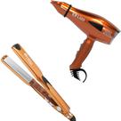 Secador Cabelo Aero 3000w Lion 220v Cobre + Prancha Chapinha Tittan Lion 250 Cobre