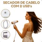 Secador de Cabelo Branco Compacto com Suporte Fixo 110V