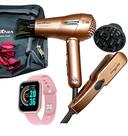 Secador De Cabelo Britania 1200w Ion Mini Dobravel Viagem Travel Difusor Prancha Titanium Maleta Acessórios
