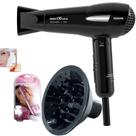 Secador De Cabelo Britania 1200w Ion Mini Dobravel Viagem Travil Com Difusor De Cachos Acessórios