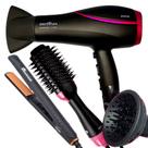 Secador De Cabelo Britania Profissional 2100w Ions Ar Quente Frio Bs22 Difusor Prancha Cerâmica 200ºc Escova 4 em 1 City
