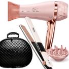 Secador De Cabelo Britânia Viih Tube 2100w Profissional Salão Difusor Prancha Chapinha Display Digital Chrome Rose 230c Bivolt Com Maleta Preta