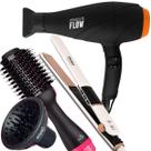 Secador De Cabelo Gama Italy 2300w GBS Barber Series Absolute Flow Ions Salão Difusor Prancha Chapinha Digital Chrome Rose 230c Escova Alisadra City