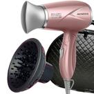 Secador de Cabelo Mondial 1200w Ions Tourmaline Mini Dobrável Viagem Rosa Sm14 Bivolt Difusor Cachos Maleta