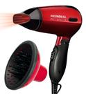 Secador de Cabelo Mondial 1200w Ions Tourmaline Mini Dobrável Viagem Vermelho Sm13 Bivolt Difusor Cachos