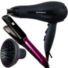 Secador De Cabelo Mondial 2000w Profissional Ion Ar Quente Frio sc13 Com Difusor De Cachos Prancha Larga 220ºc