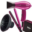Secador De Cabelo Philco 1000w Mini Pequeno Dobrável Viagem Ps12 Com Difusor Cachos Prancha Cerâmica Com Bolsa Bivolt