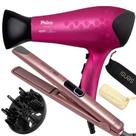 Secador De Cabelo Philco Profissional 2200w Ion Stilo Rosa Difusor Cachos Prancha Gama Italy Cerâmica 450ºf Bivolt