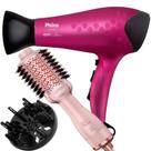 Secador De Cabelo Philco Profissional 2200w Ion Stilo Rosa Difusor Escova Alisadora 3 Em 1 Tube Bivolt