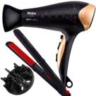 Secador De Cabelo Philco Profissional 2200w Ions Ar Quente Frio Stilus Com Difusor De Cachos Prancha Cerâmica p28 210ºc Bivolt