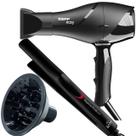Secador De Cabelo Taiff 1700w Ions Profissional Ar Quente Frio Preto Difusor De Cachos Prancha Cerâmica 410ºf Plus