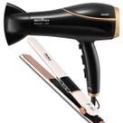 Secador de Cabelos Britânia BSC2250 2100W Tourmaline Íons Profissional Salão Prancha Chapinha Display Digital Chrome Rose 230c Bivolt