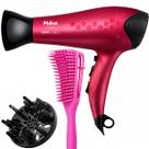 Secador De Cabelos Philco 2200w Íons Tourmaline 2350 Rosa Ar Quente e Frio Com Difusor Cachos Bivolt Com Escova Pequena