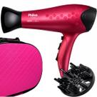Secador De Cabelos Philco 2200w Íons Tourmaline 2350 Rosa Ar Quente e Frio Com Difusor Cachos Bivolt Com Maleta