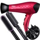 Secador De Cabelos Philco 2200w Íons Tourmaline 2350 Rosa Ar Quente e Frio Com Difusor Cachos Escova 2 Em 1 Hq Bivolt