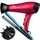 Secador De Cabelos Philco 2200w Íons Tourmaline Ar Quente e Frio Com Difusor Cachos Prancha Titanium Blue 220c Bivolt