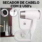 Secador de Parede Branco Quente e Frio USB com Suporte 110V