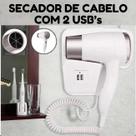Secador de Parede Branco Tipo Hotel Fixo com Função USB 220V Secador de Parede Branco Tipo Hotel Fixo com Função USB 220V