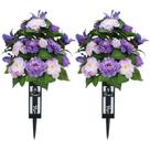 Seda Grave Flowers Memobloom para cemitério, roxa, 60 cm, 2 unidades