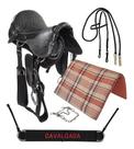 Sela De Cavalgada Preta Australiana Tradicional Completa + Itens