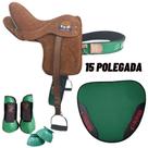 Sela Semi Profissional Vaquejada Cavalo em Couro manta caneleira