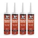 Selante adesivo híbrido de borracha líquida Caulk branco, pacote com 4