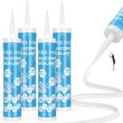Selante de silicone PAULINN 100% impermeável transparente de 300 ml, 4 pacotes