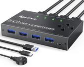 Seletor de comutador USB 3.0, comutador KVM MLEEDA de 4 portas, 4 computadores