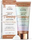 Self Tanner GLEOW New 2024 Loção Autobronzeadora 220ml para rosto e corpo